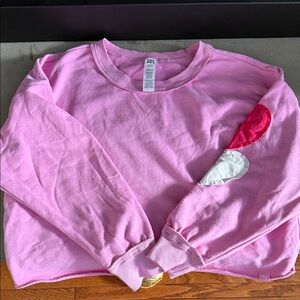 Joy Lab Pink Sweatshirt with Heart Patches on left arm